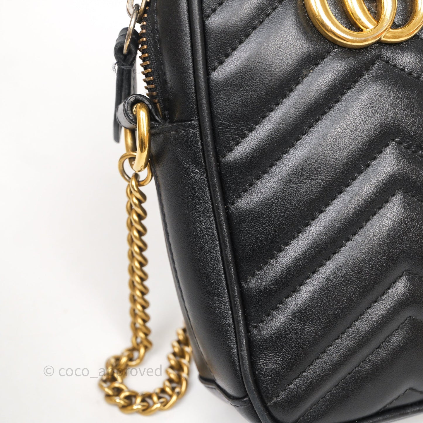 Gucci Mini GG Marmont Vertical Phone Crossbody Bag Black Calfskin