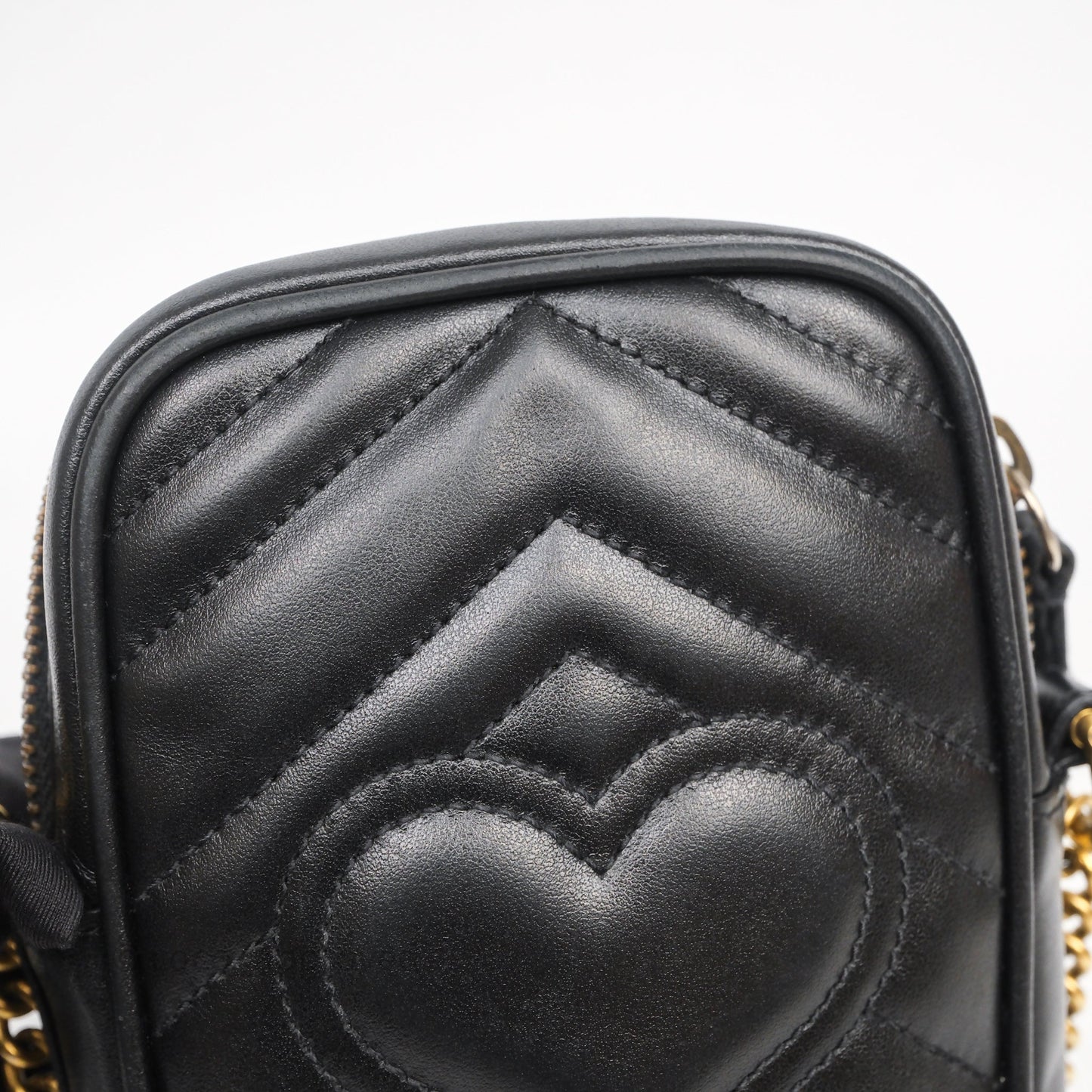 Gucci Mini GG Marmont Vertical Phone Crossbody Bag Black Calfskin