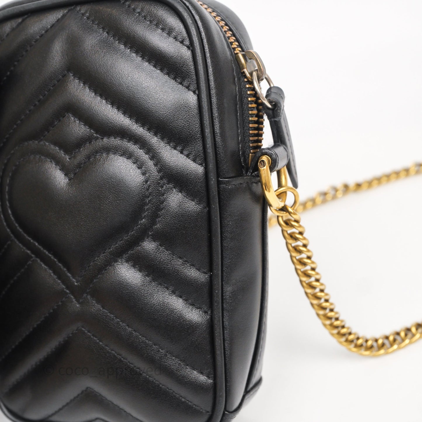 Gucci Mini GG Marmont Vertical Phone Crossbody Bag Black Calfskin