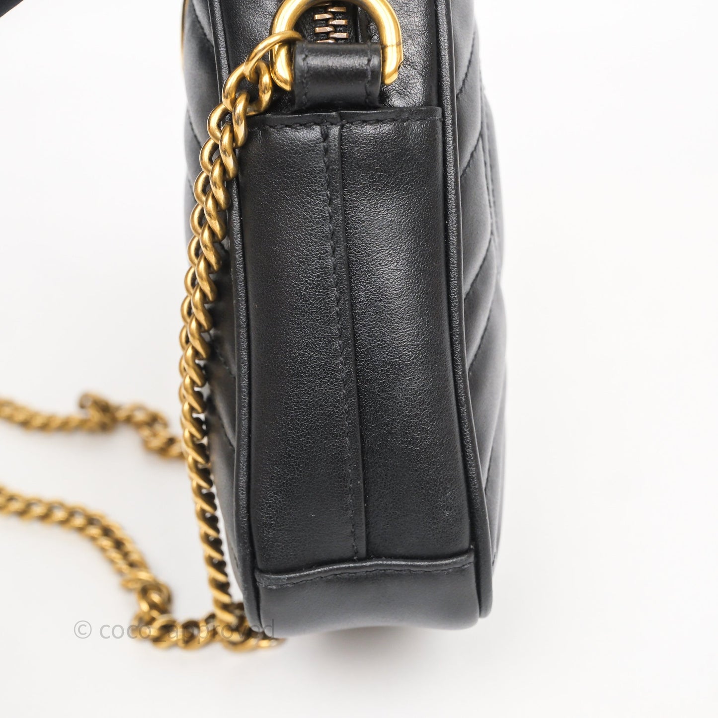 Gucci Mini GG Marmont Vertical Phone Crossbody Bag Black Calfskin