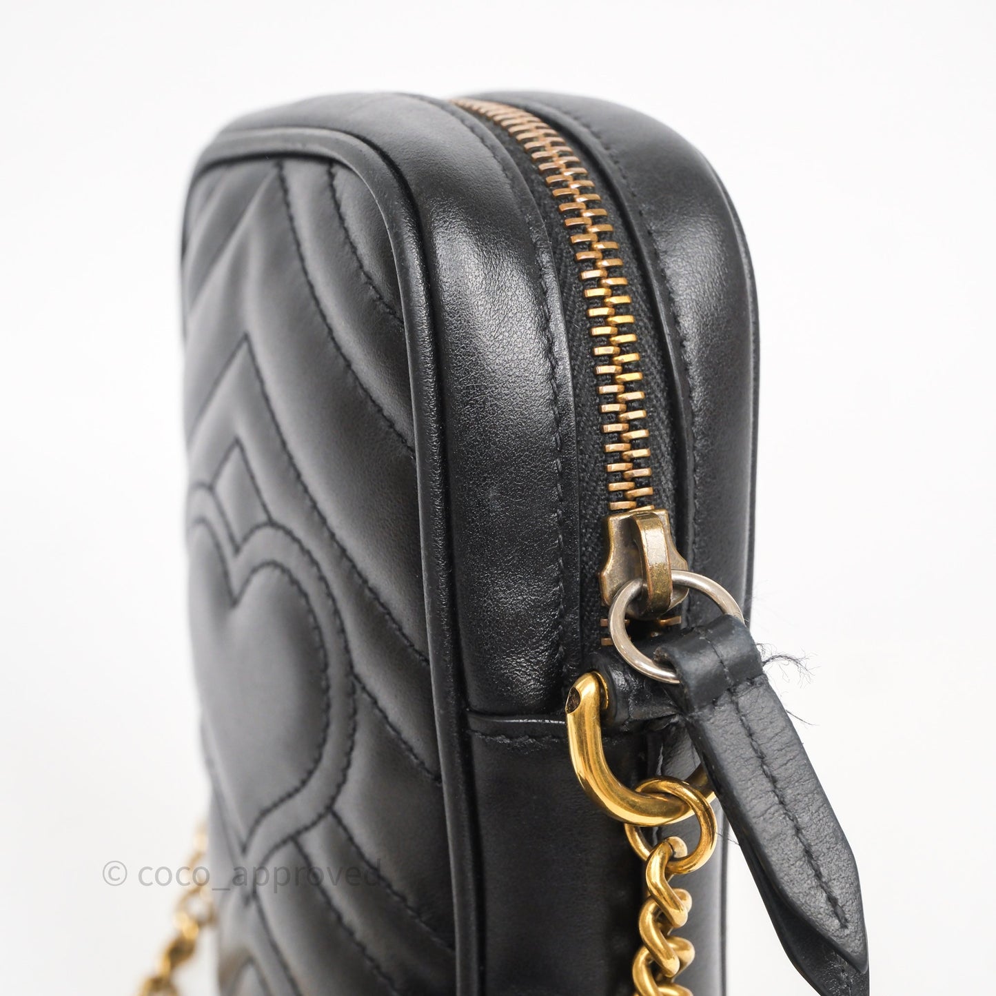 Gucci Mini GG Marmont Vertical Phone Crossbody Bag Black Calfskin