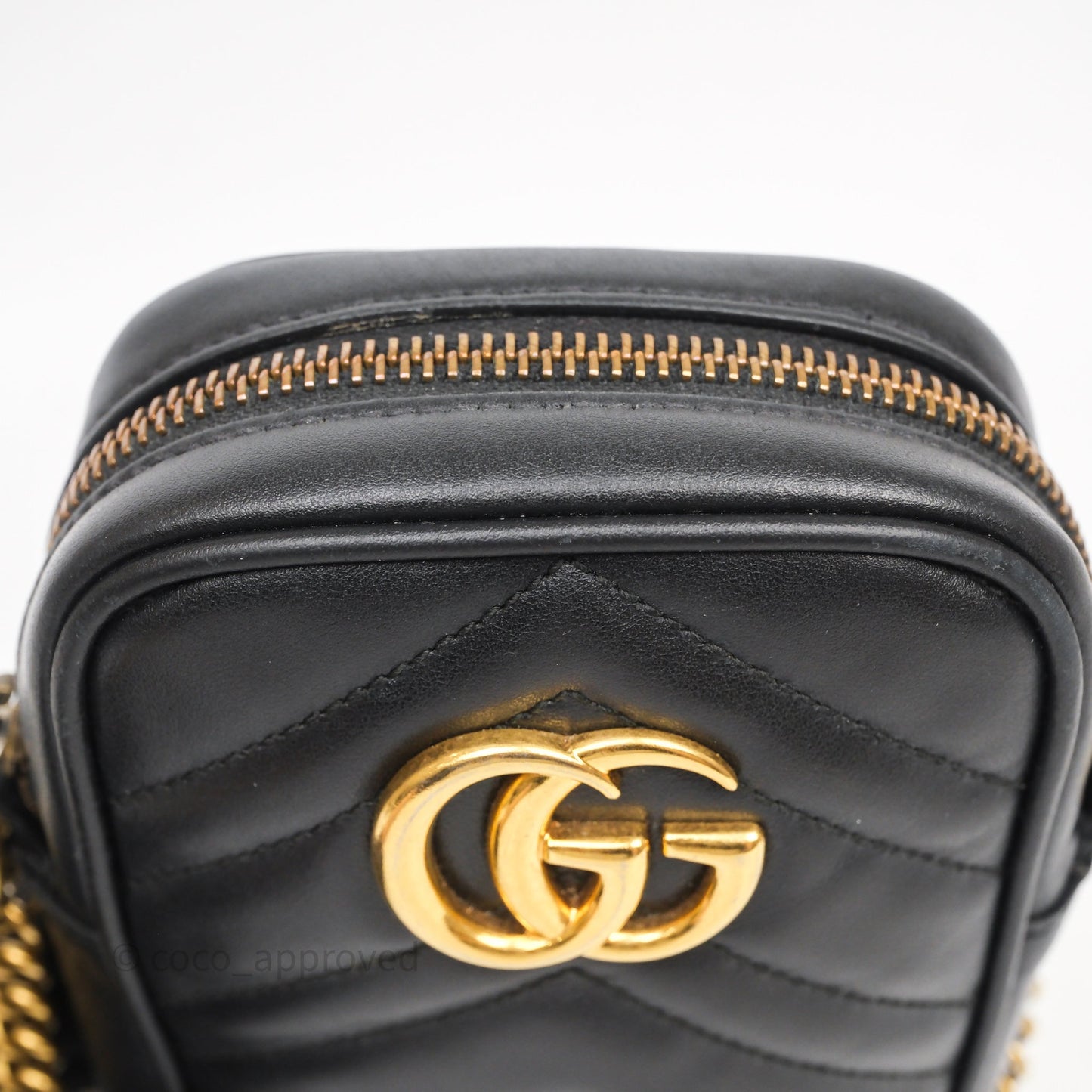 Gucci Mini GG Marmont Vertical Phone Crossbody Bag Black Calfskin