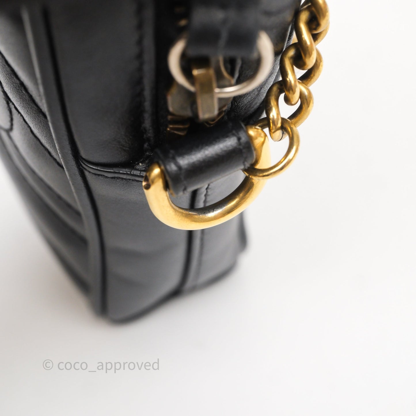 Gucci Mini GG Marmont Vertical Phone Crossbody Bag Black Calfskin