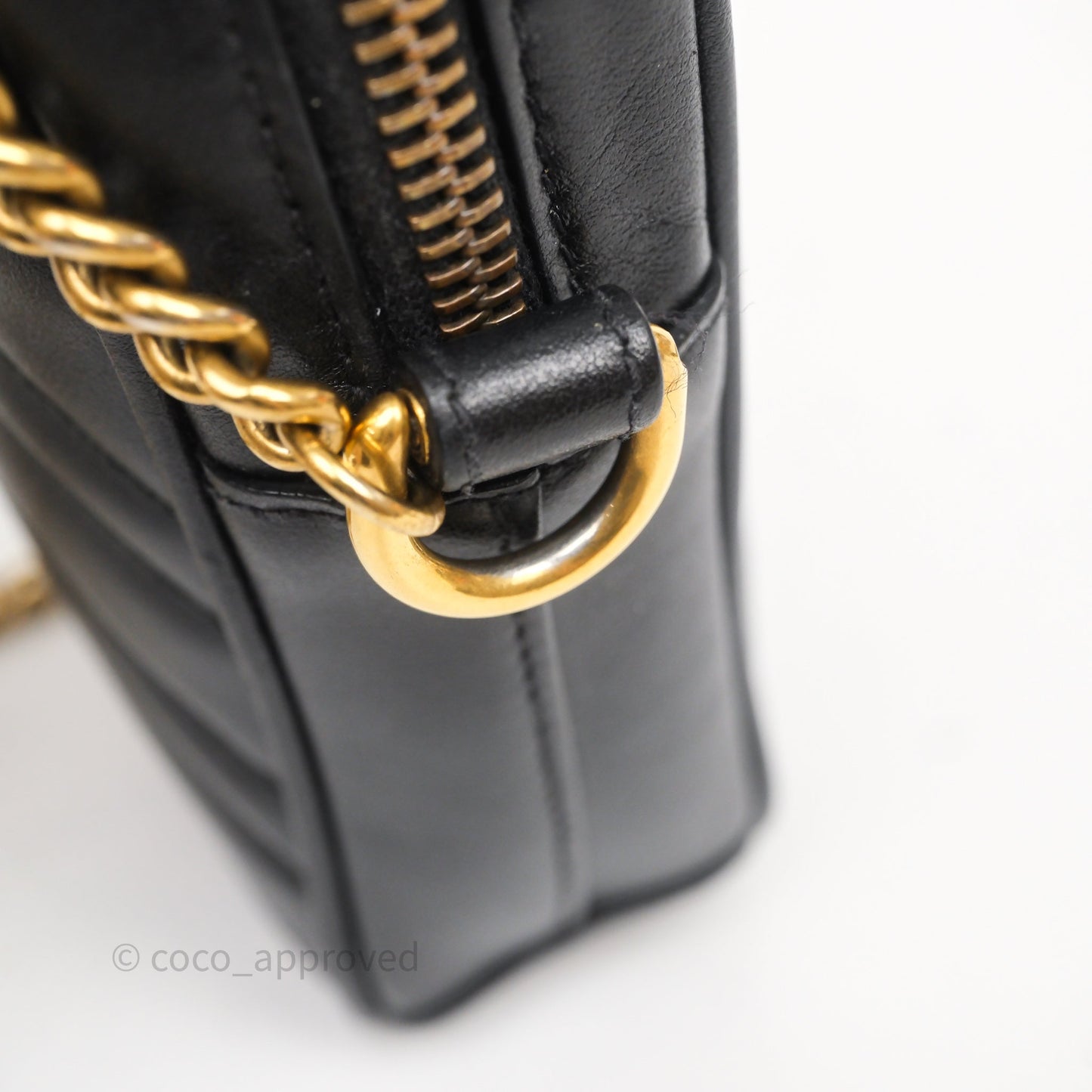 Gucci Mini GG Marmont Vertical Phone Crossbody Bag Black Calfskin