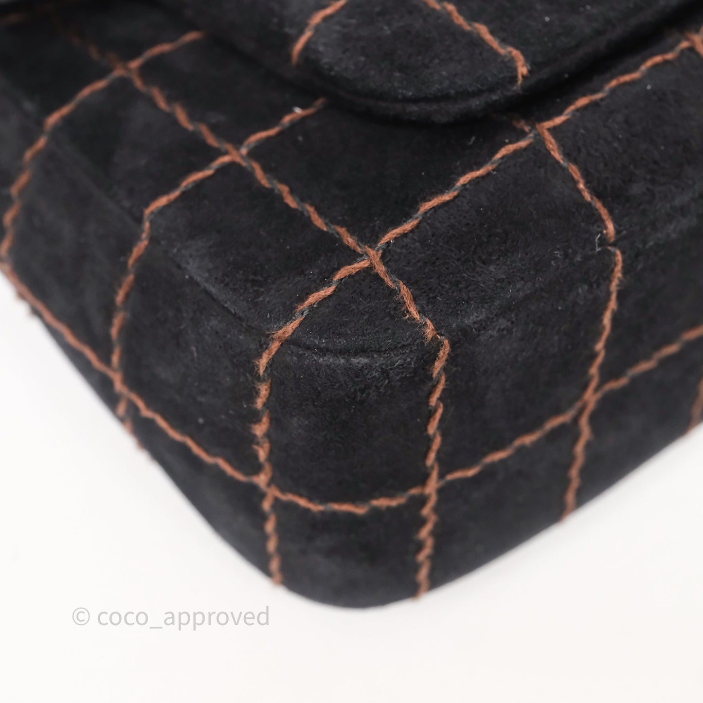 Chanel Bar Flap Bag Black Suede Blushed Gold Hardware