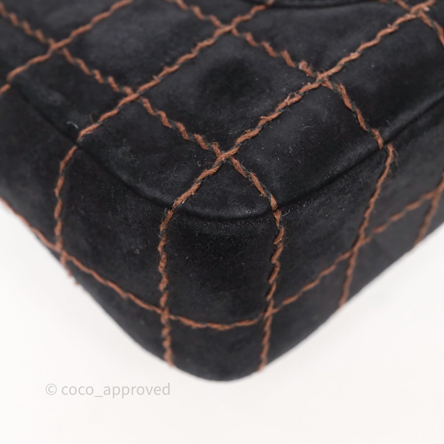 Chanel Bar Flap Bag Black Suede Blushed Gold Hardware