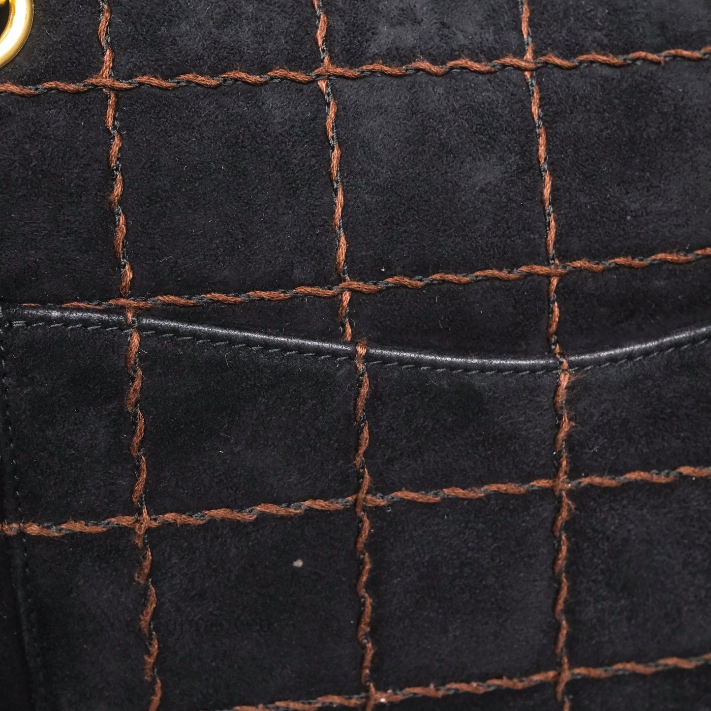 Chanel Bar Flap Bag Black Suede Blushed Gold Hardware