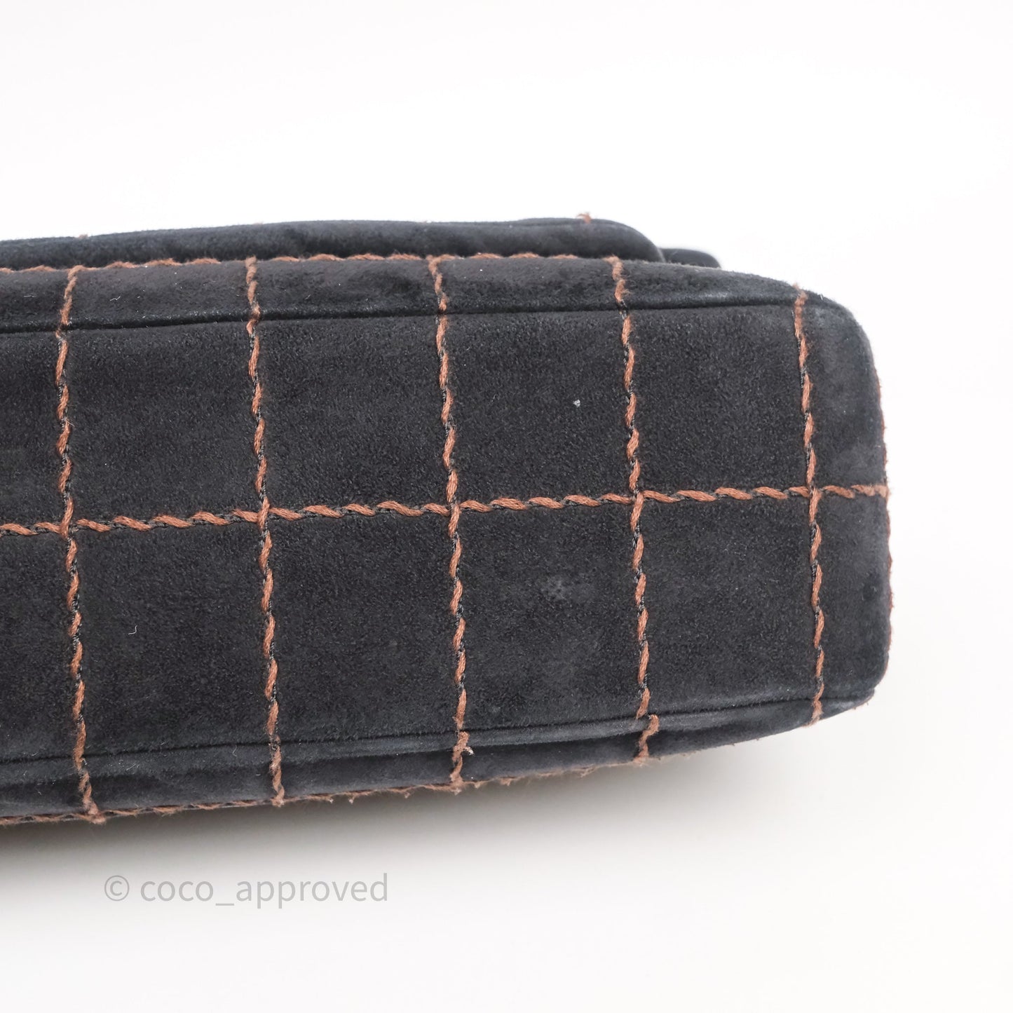 Chanel Bar Flap Bag Black Suede Blushed Gold Hardware