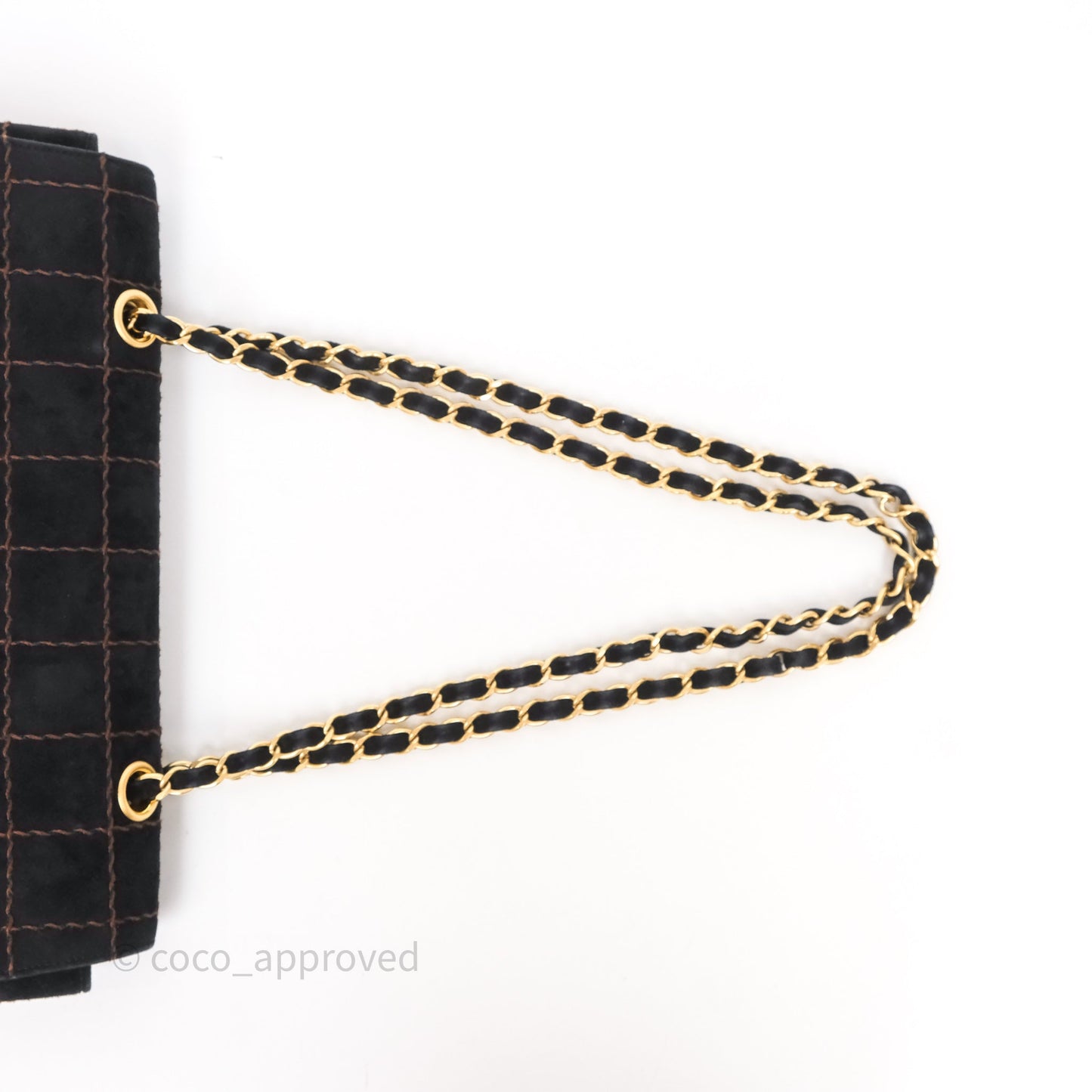 Chanel Bar Flap Bag Black Suede Blushed Gold Hardware
