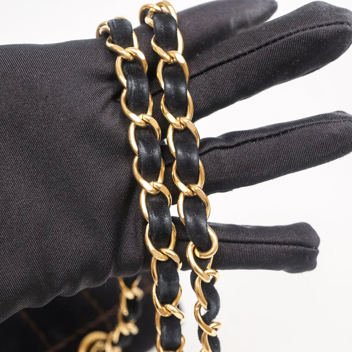 Chanel Bar Flap Bag Black Suede Blushed Gold Hardware