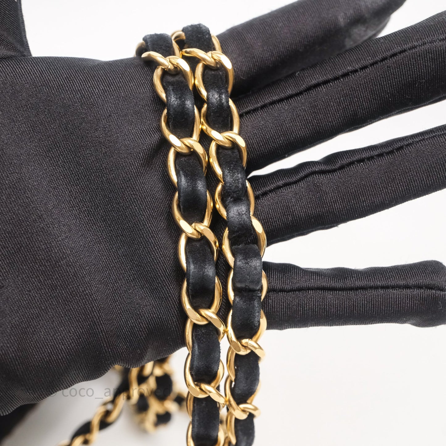 Chanel Bar Flap Bag Black Suede Blushed Gold Hardware