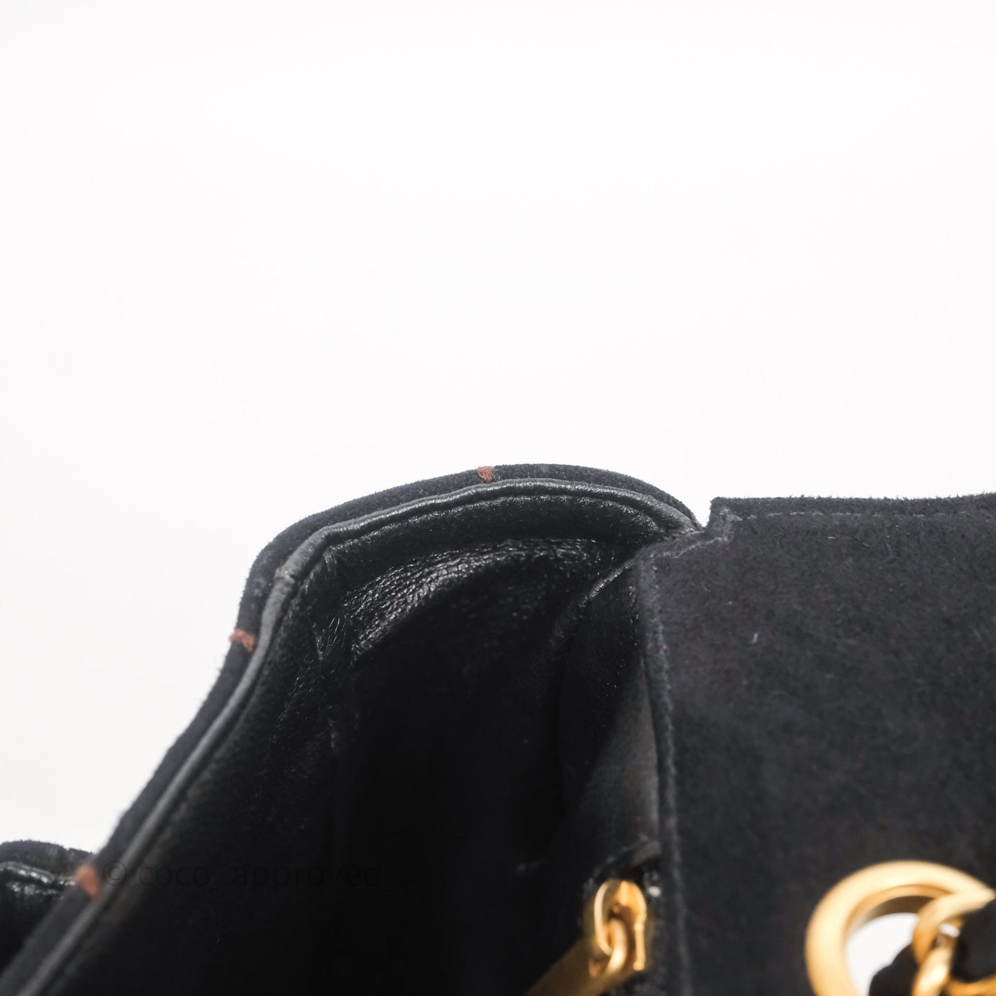 Chanel Bar Flap Bag Black Suede Blushed Gold Hardware