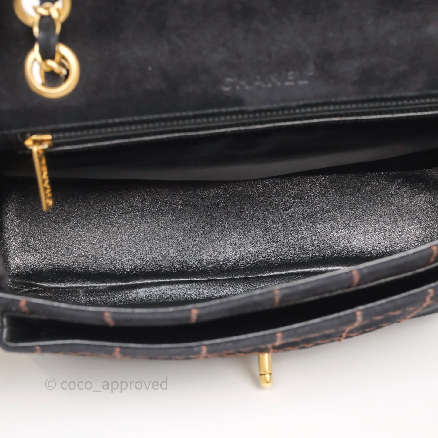 Chanel Bar Flap Bag Black Suede Blushed Gold Hardware