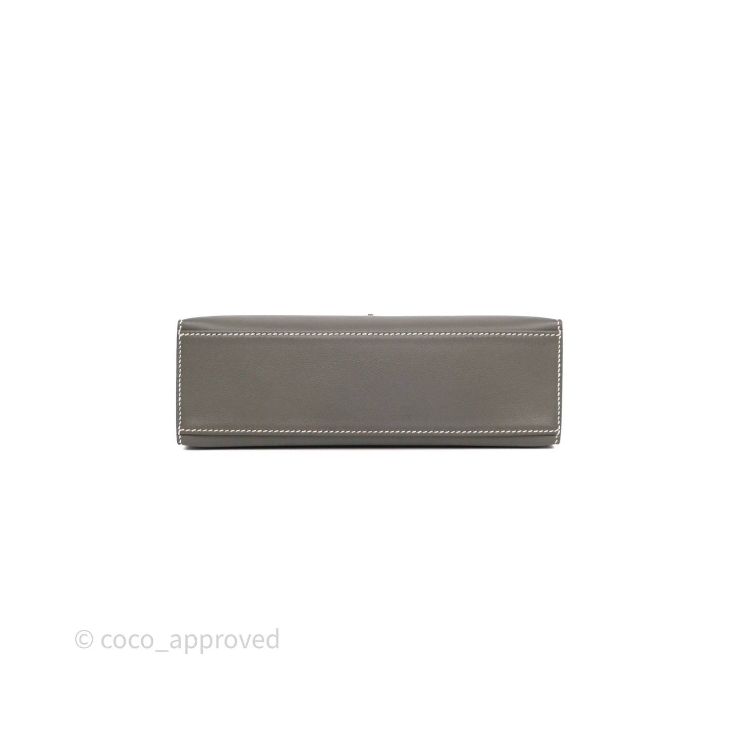 Hermès Kelly Pochette Clutch Gris Meyer 0L/ Craie 10 Swift Palladium Hardware