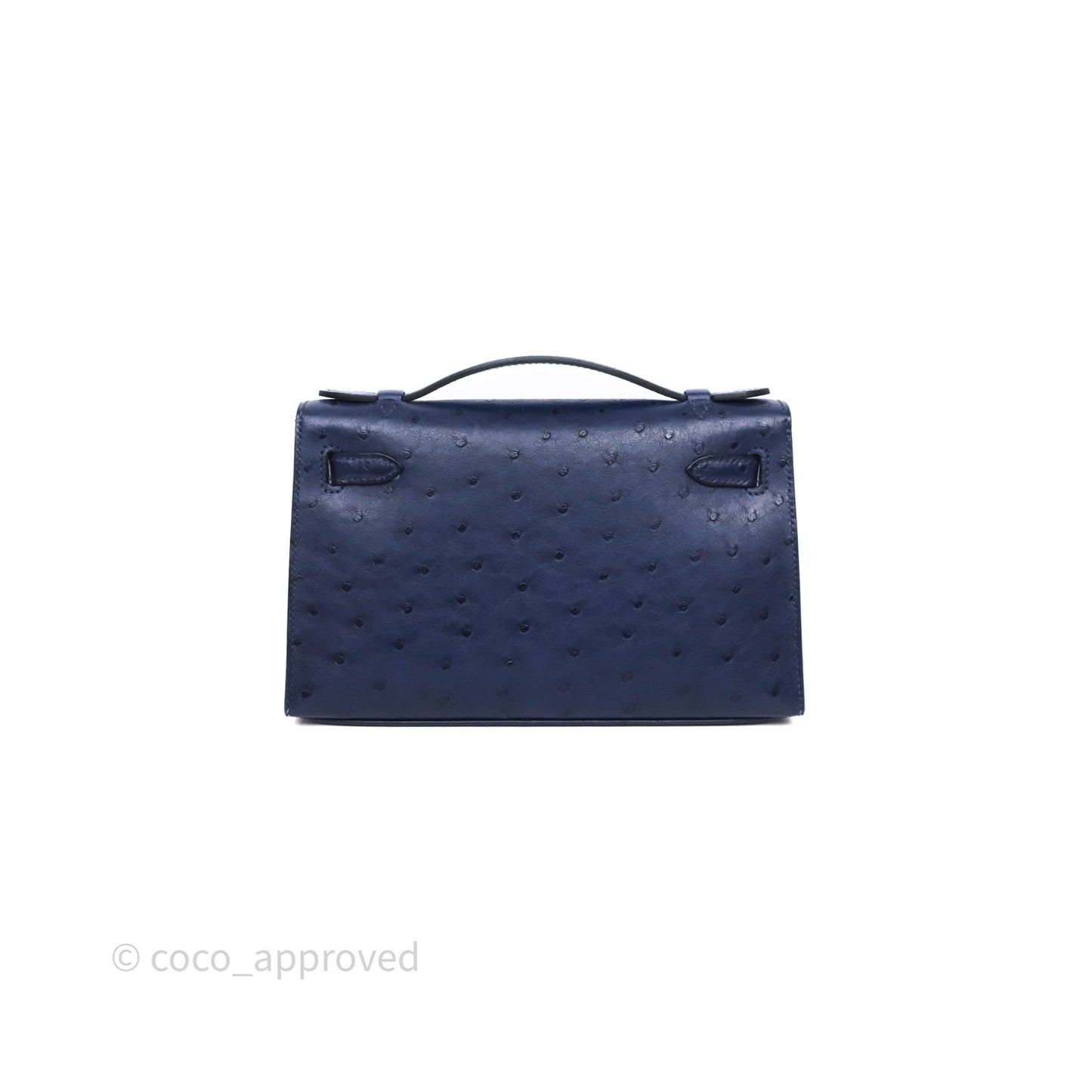 Hermès Kelly Pochette Bleu Iris 77 Ostrich Gold Hardware