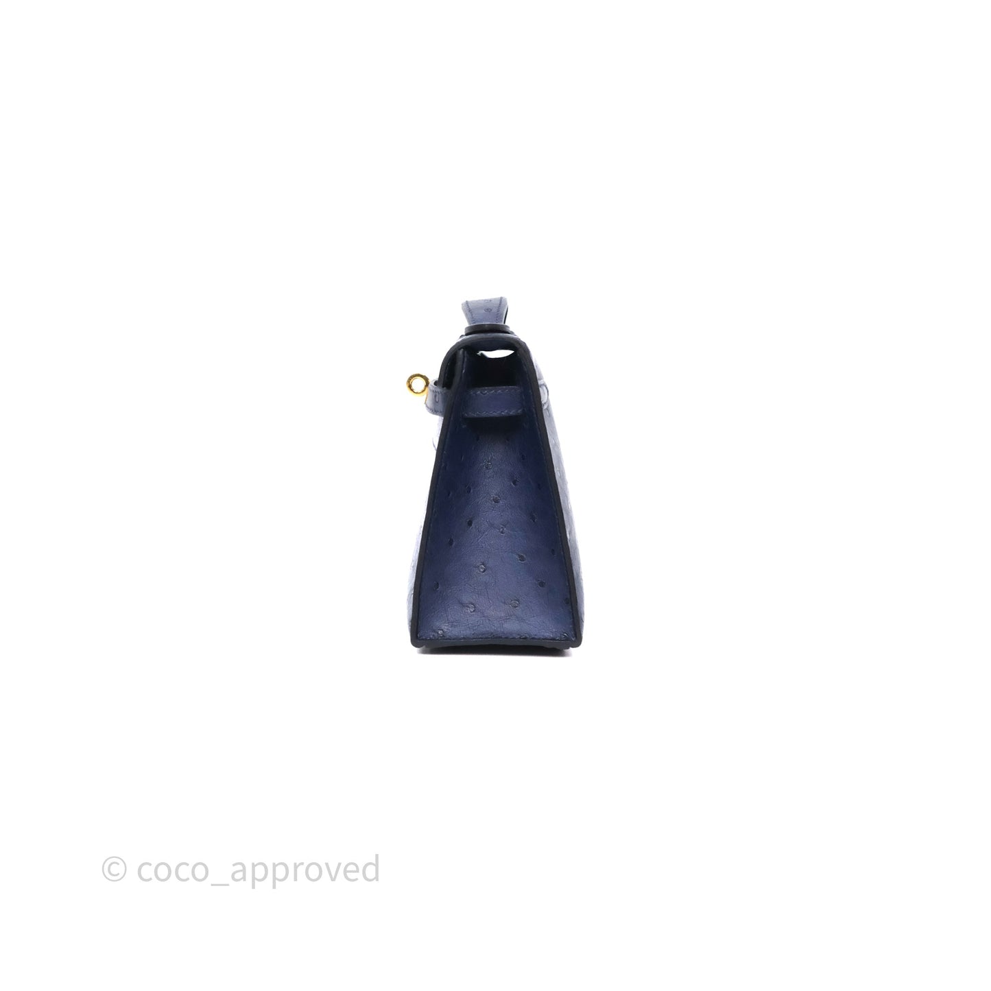 Hermès Kelly Pochette Bleu Iris 77 Ostrich Gold Hardware