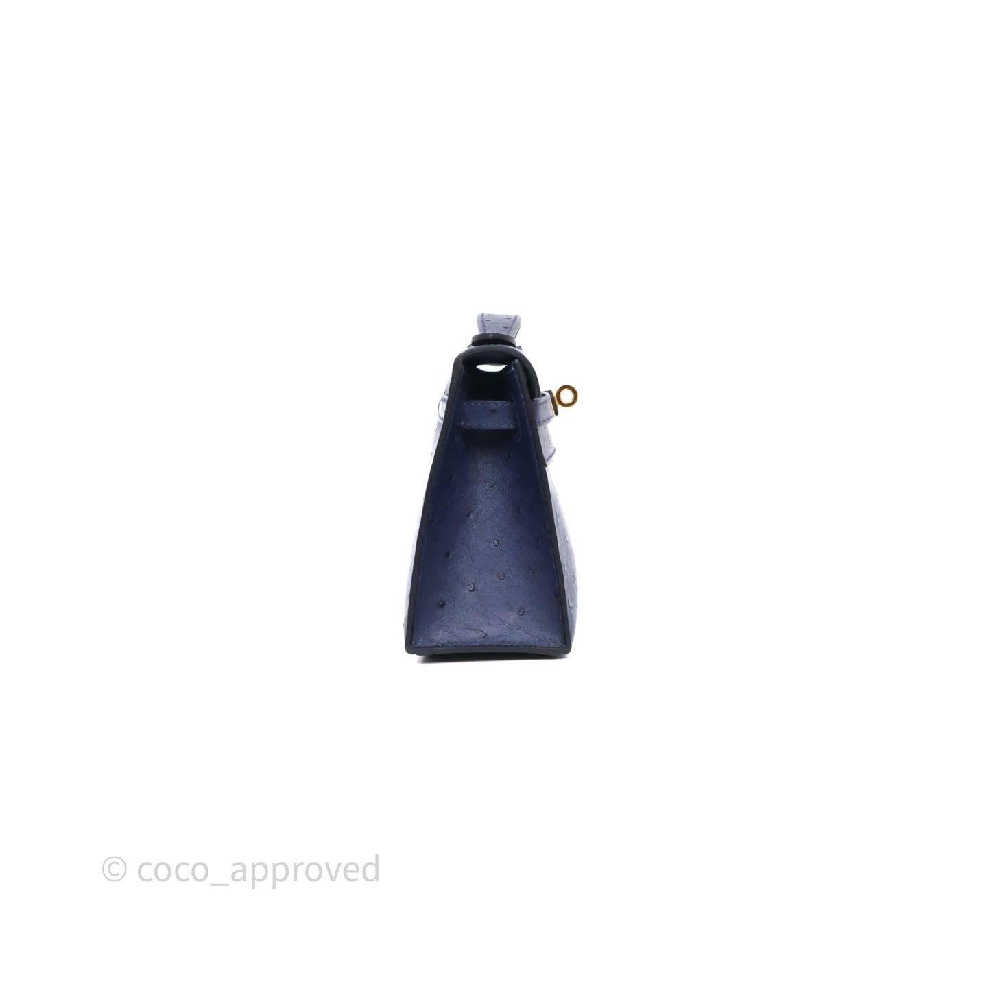 Hermès Kelly Pochette Bleu Iris 77 Ostrich Gold Hardware