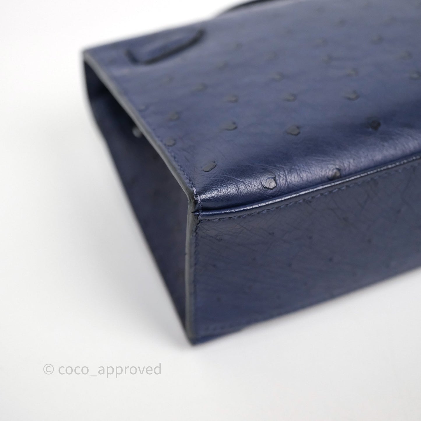 Hermès Kelly Pochette Bleu Iris 77 Ostrich Gold Hardware