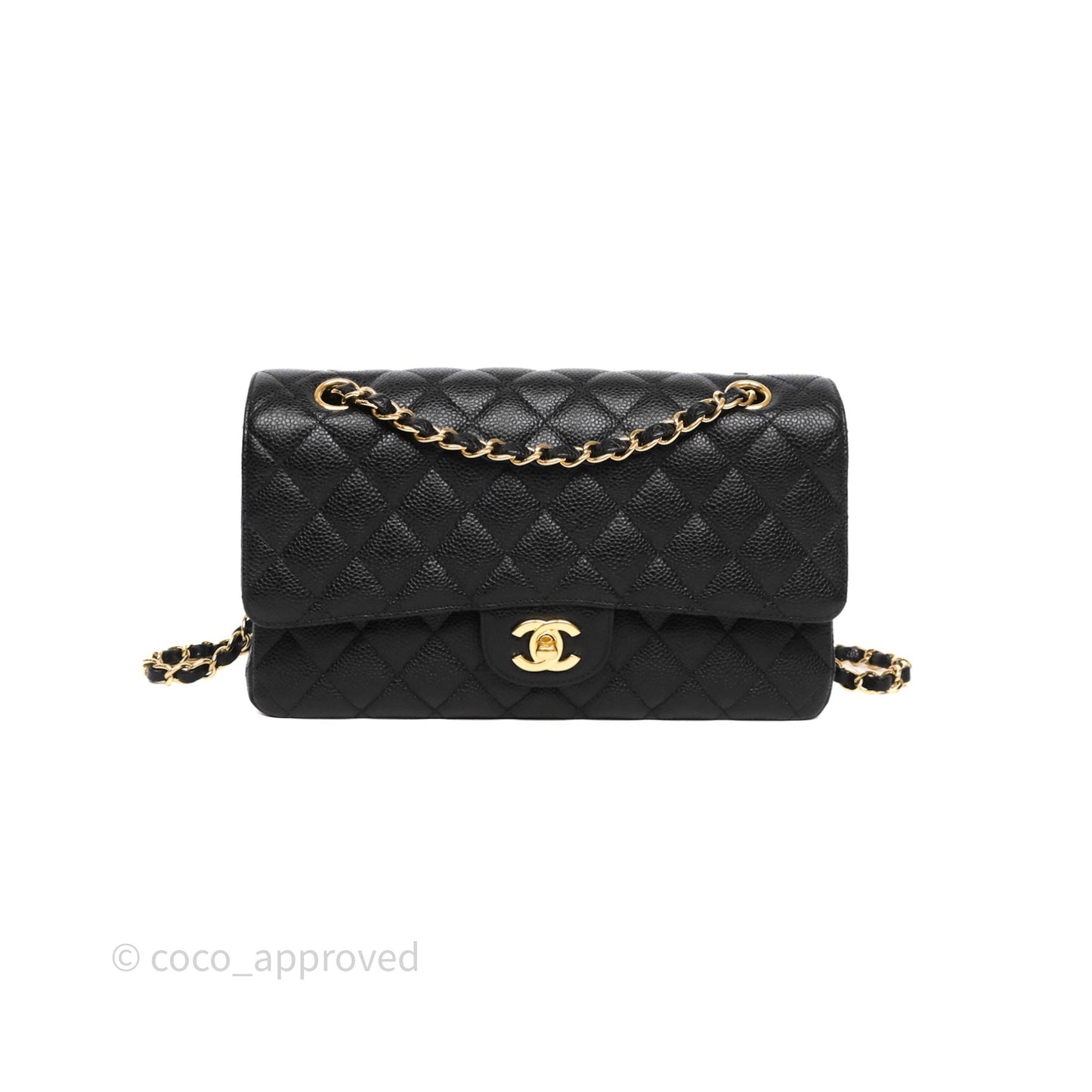 Chanel Classic M/L Medium Flap Quilted Black Caviar Gold Hardware