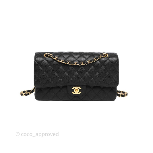 Chanel Classic M/L Medium Flap Quilted Black Caviar Gold Hardware