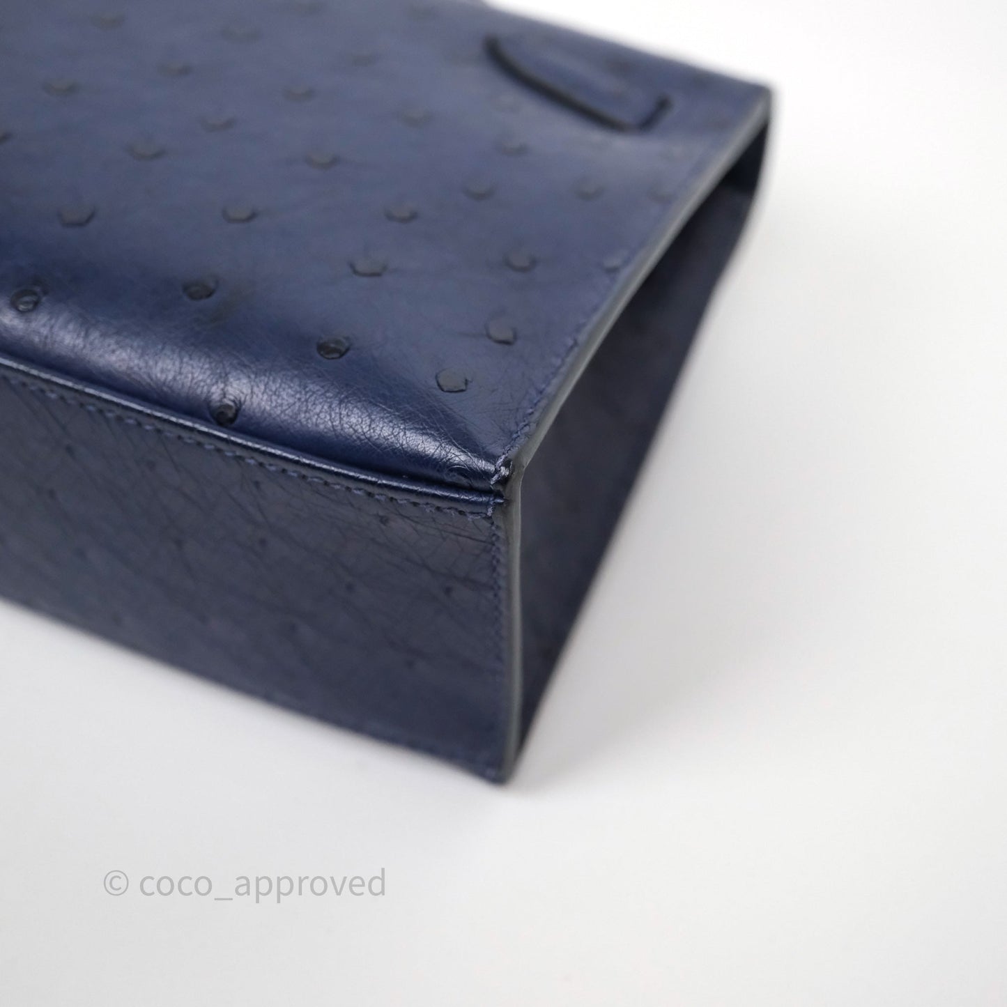 Hermès Kelly Pochette Bleu Iris 77 Ostrich Gold Hardware