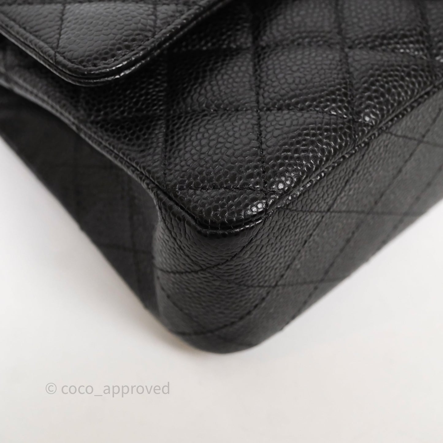 Chanel Classic M/L Medium Flap Quilted Black Caviar Gold Hardware