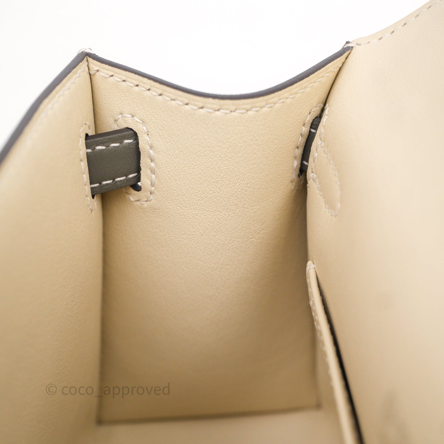 Hermès Kelly Pochette Clutch Gris Meyer 0L/ Craie 10 Swift Palladium Hardware