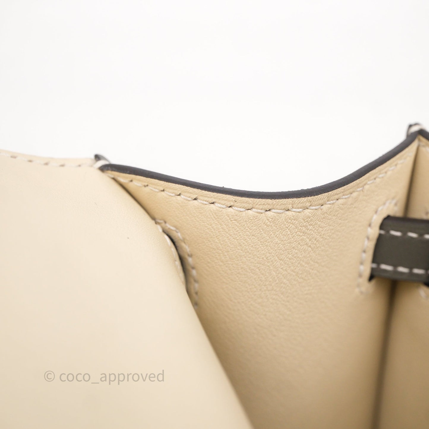 Hermès Kelly Pochette Clutch Gris Meyer 0L/ Craie 10 Swift Palladium Hardware