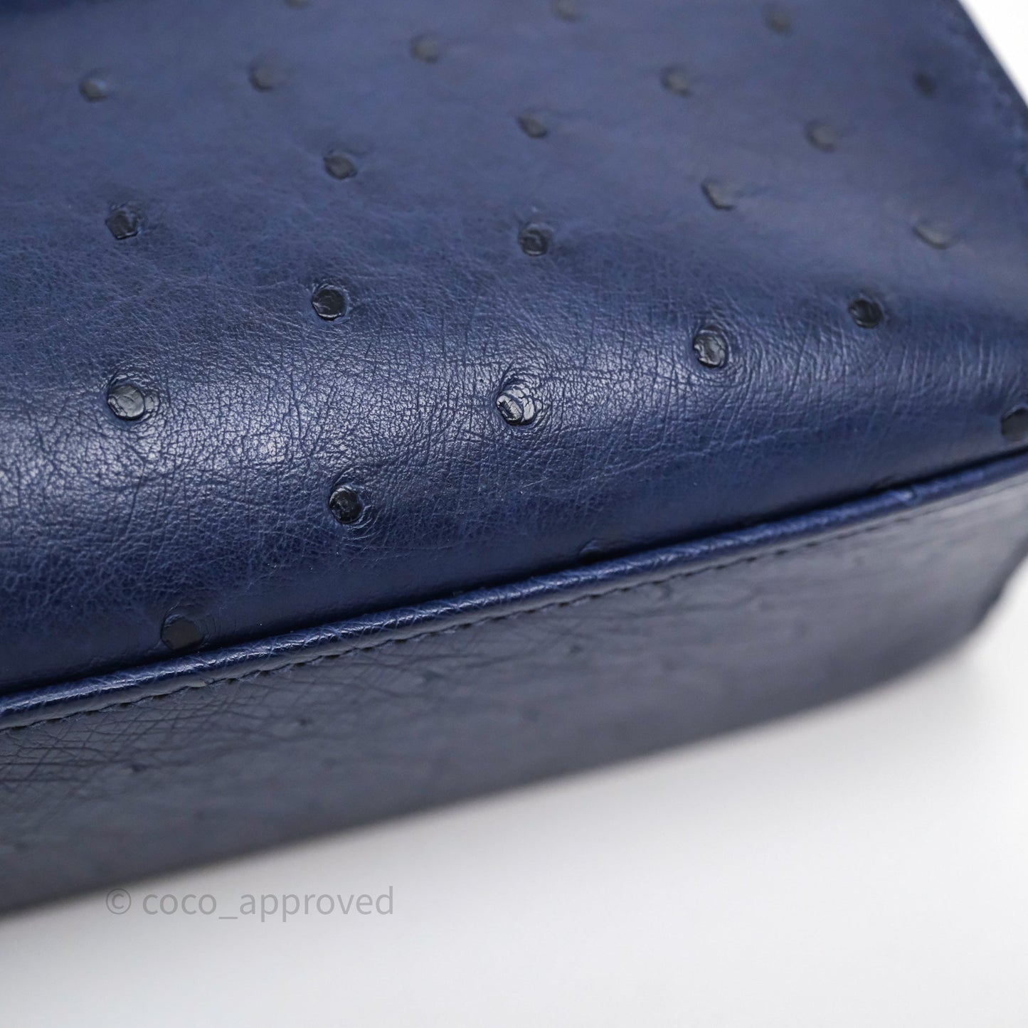 Hermès Kelly Pochette Bleu Iris 77 Ostrich Gold Hardware