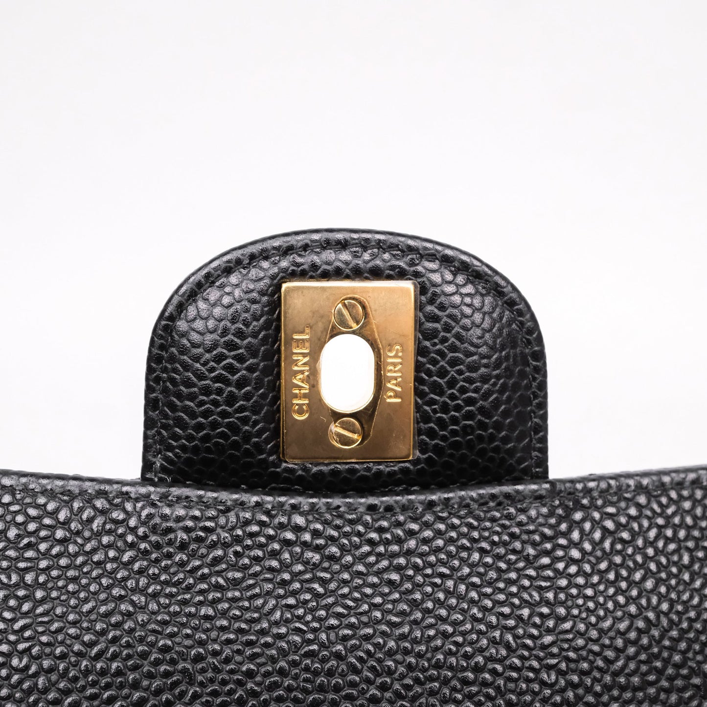 Chanel Classic M/L Medium Flap Quilted Black Caviar Gold Hardware