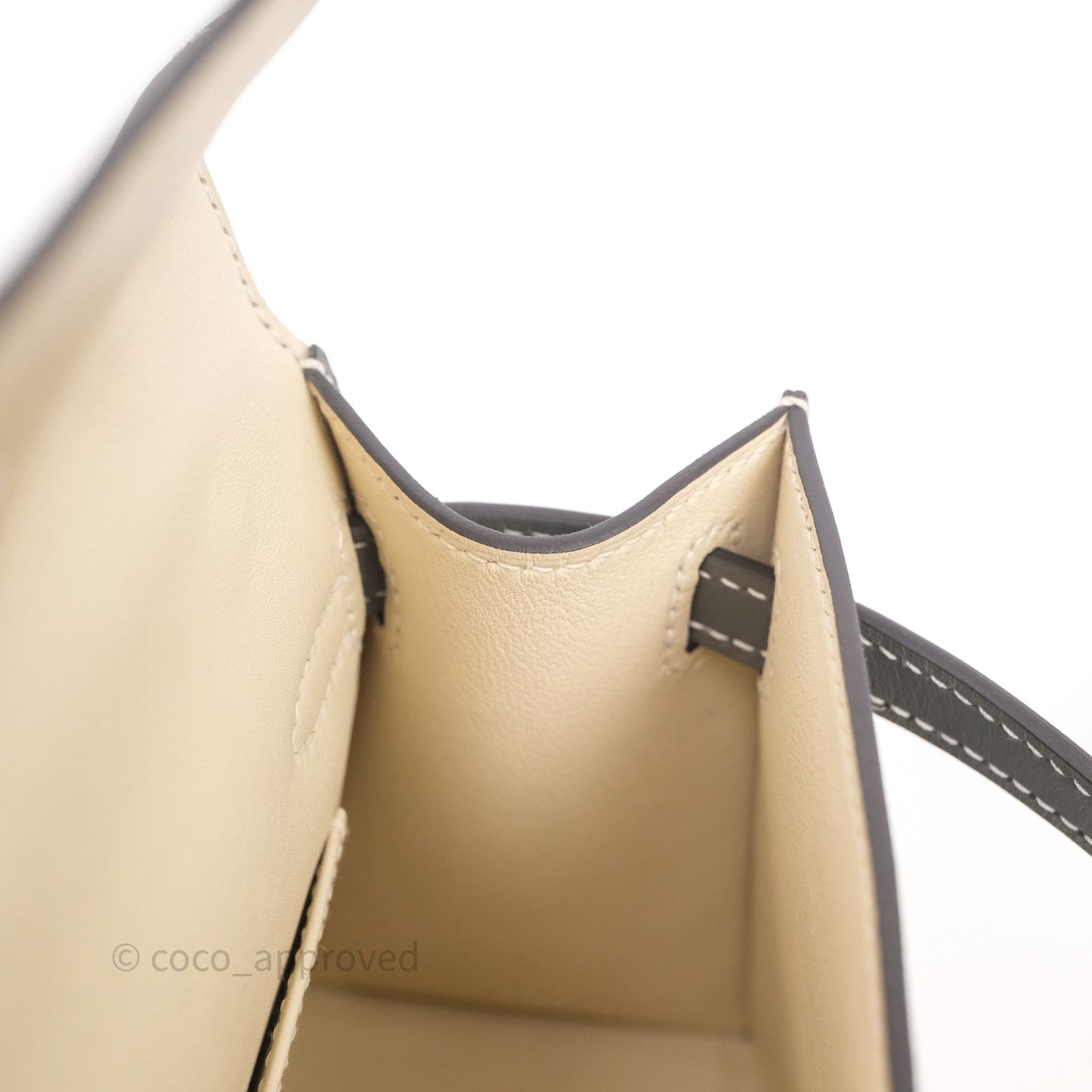 Hermès Kelly Pochette Clutch Gris Meyer 0L/ Craie 10 Swift Palladium Hardware