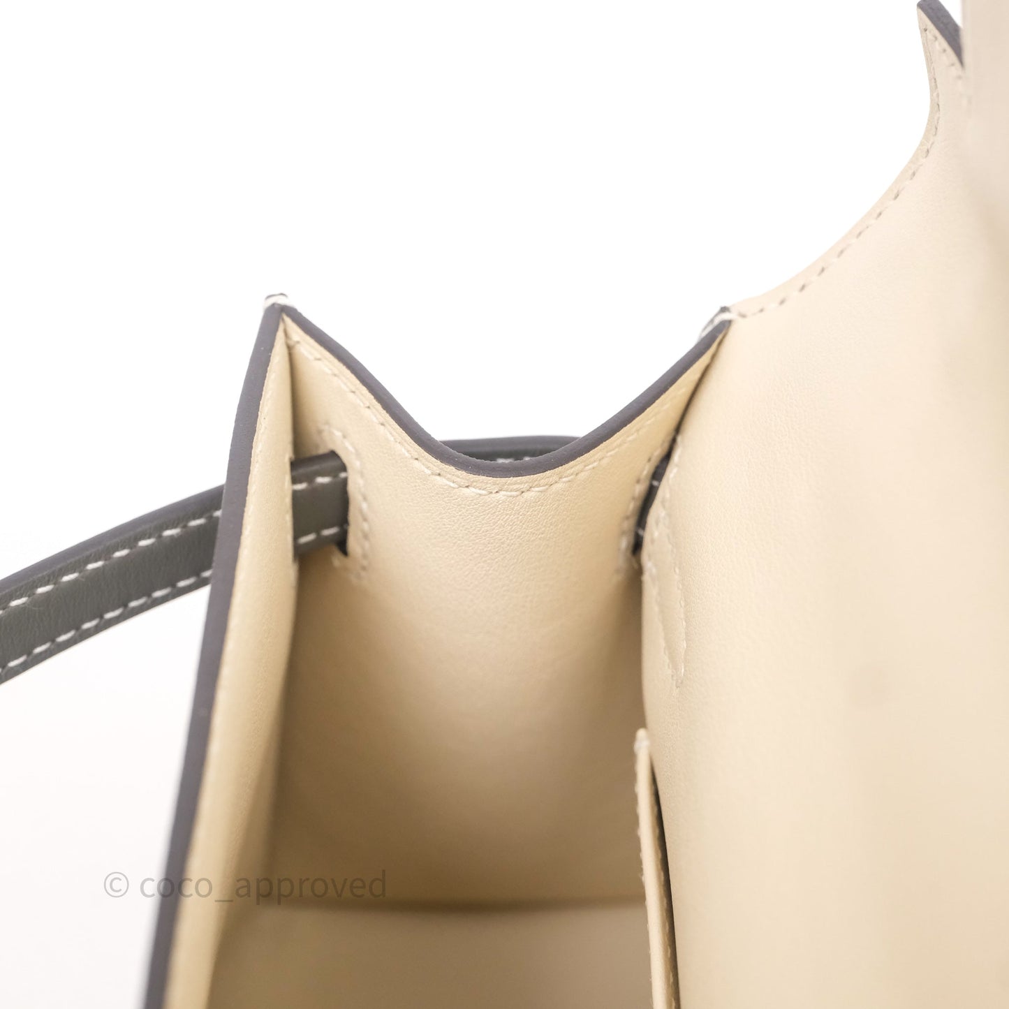 Hermès Kelly Pochette Clutch Gris Meyer 0L/ Craie 10 Swift Palladium Hardware