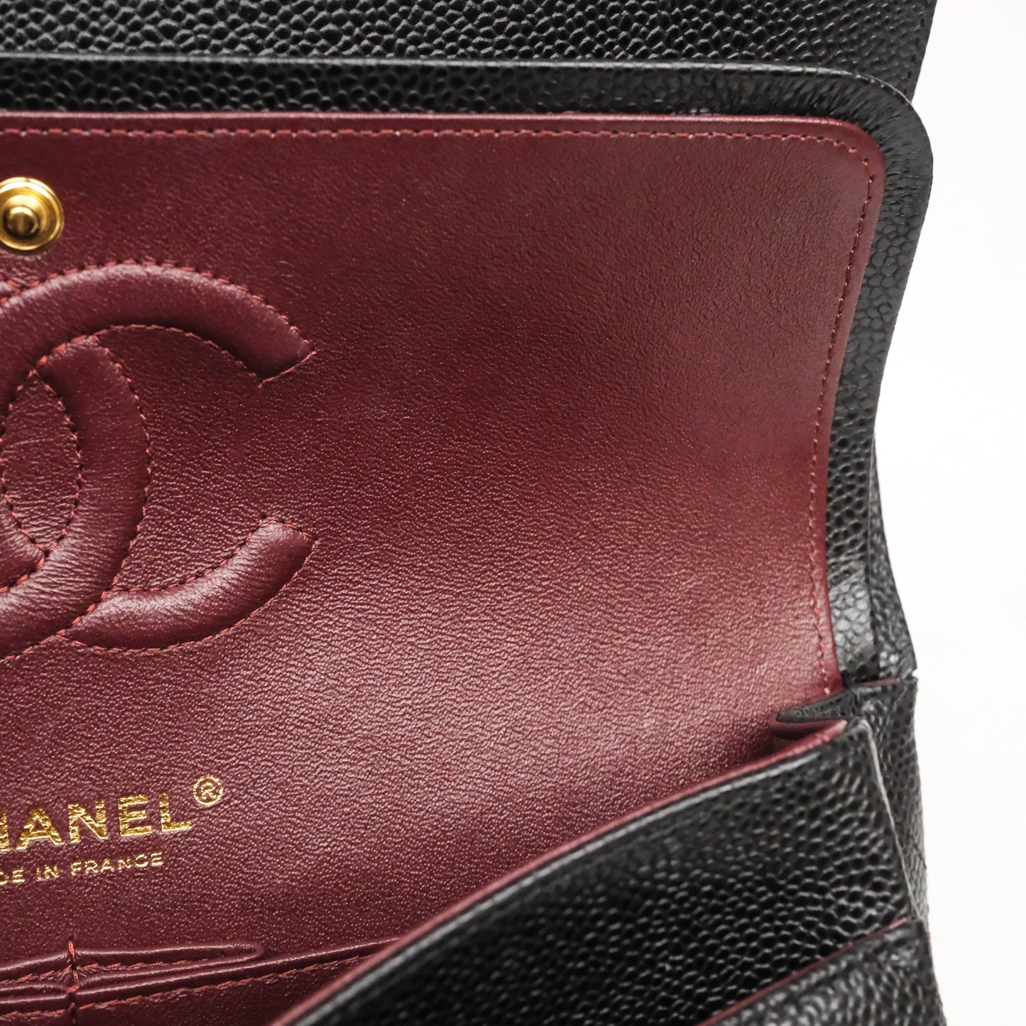 Chanel Classic M/L Medium Flap Quilted Black Caviar Gold Hardware