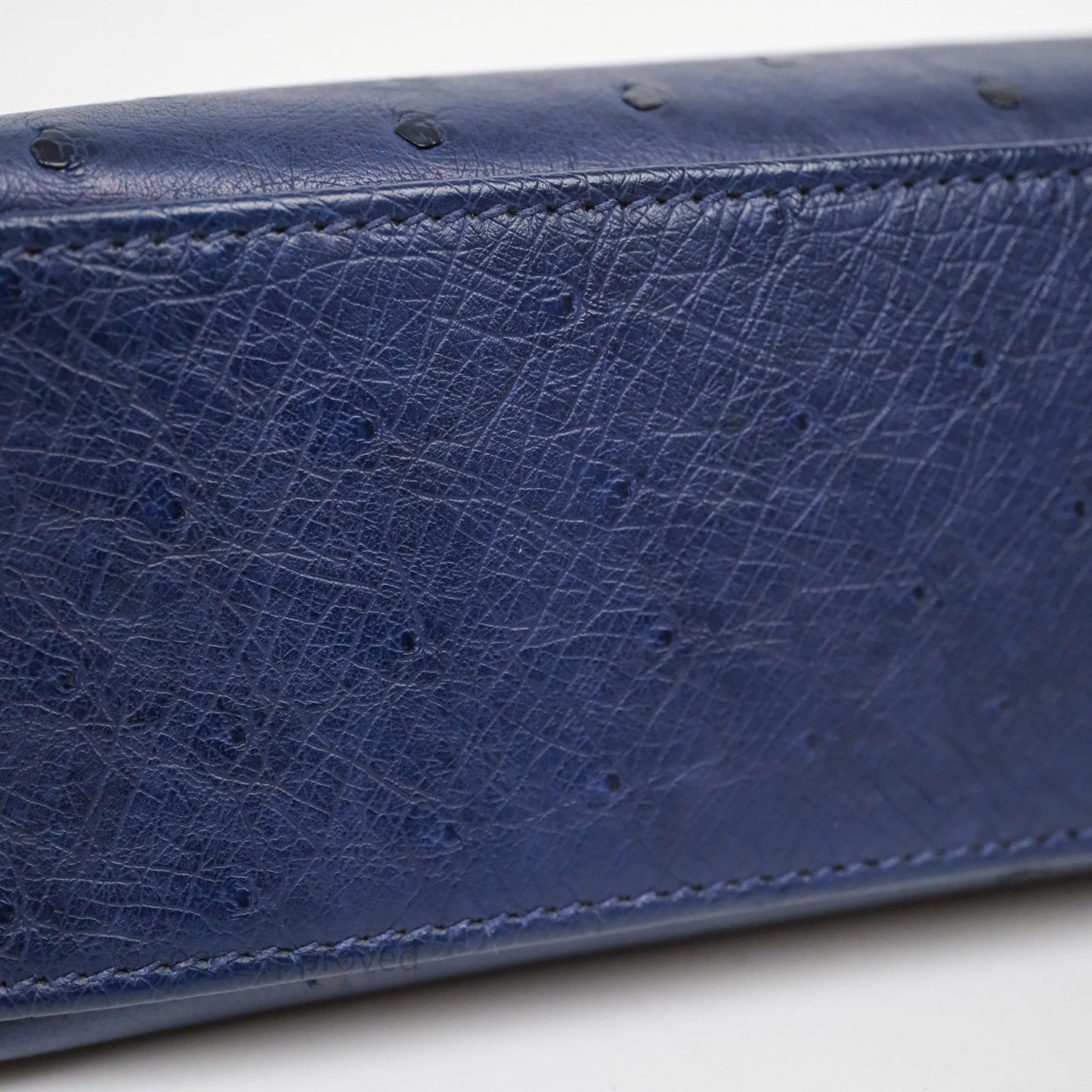 Hermès Kelly Pochette Bleu Iris 77 Ostrich Gold Hardware