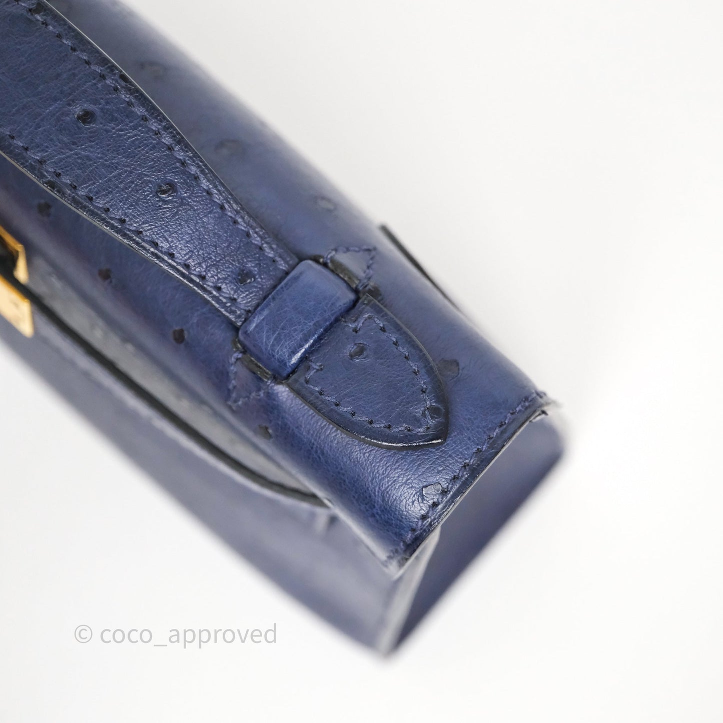 Hermès Kelly Pochette Bleu Iris 77 Ostrich Gold Hardware