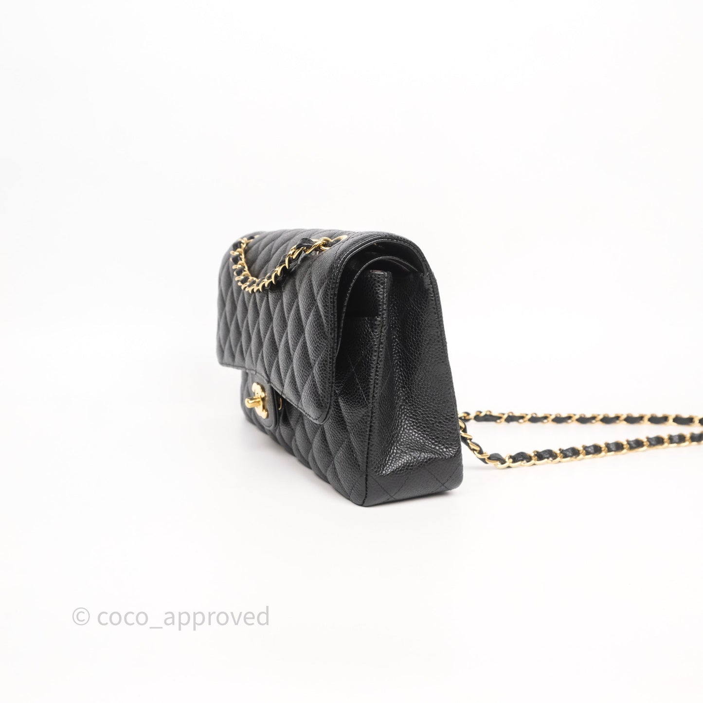 Chanel Classic M/L Medium Flap Quilted Black Caviar Gold Hardware