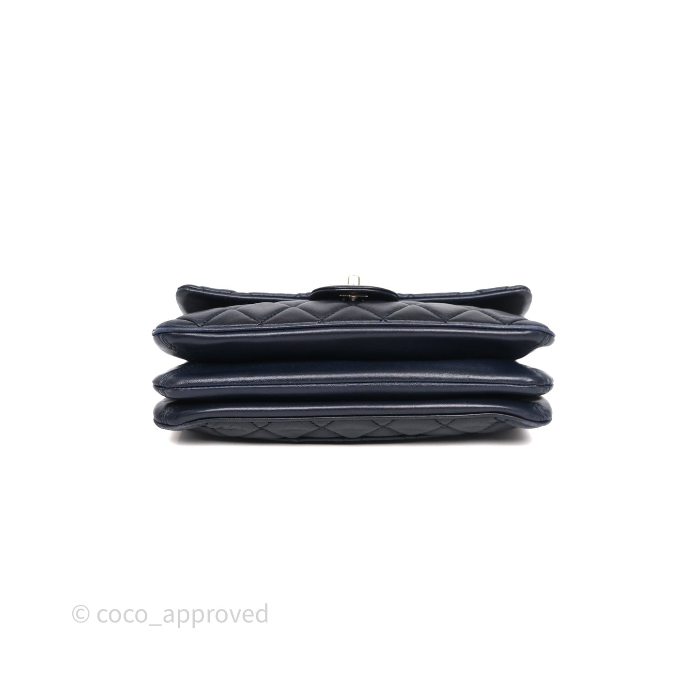 Chanel Quilted Accordion Flap Bag Navy Lambskin Sliver Hardware