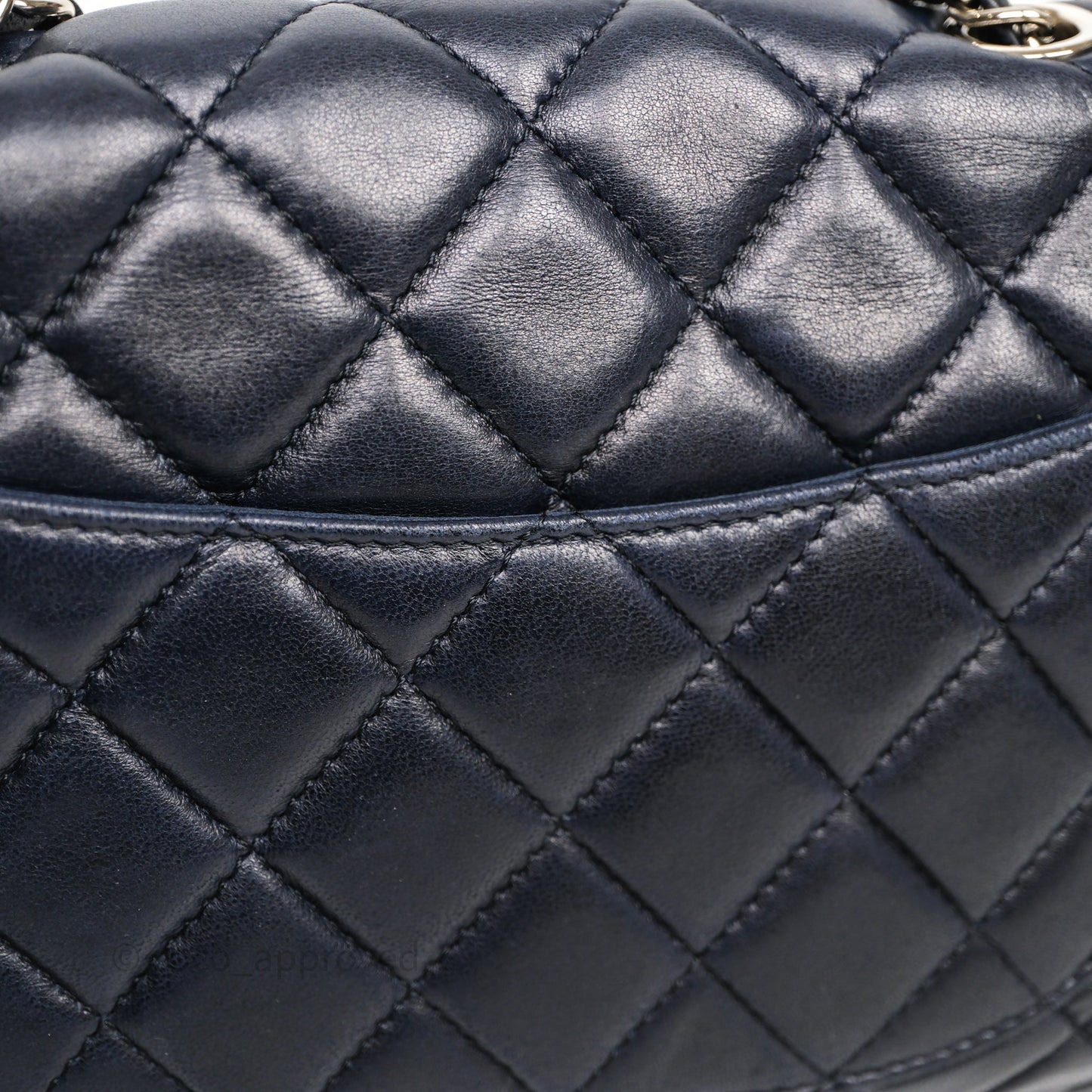 Chanel Quilted Accordion Flap Bag Navy Lambskin Sliver Hardware