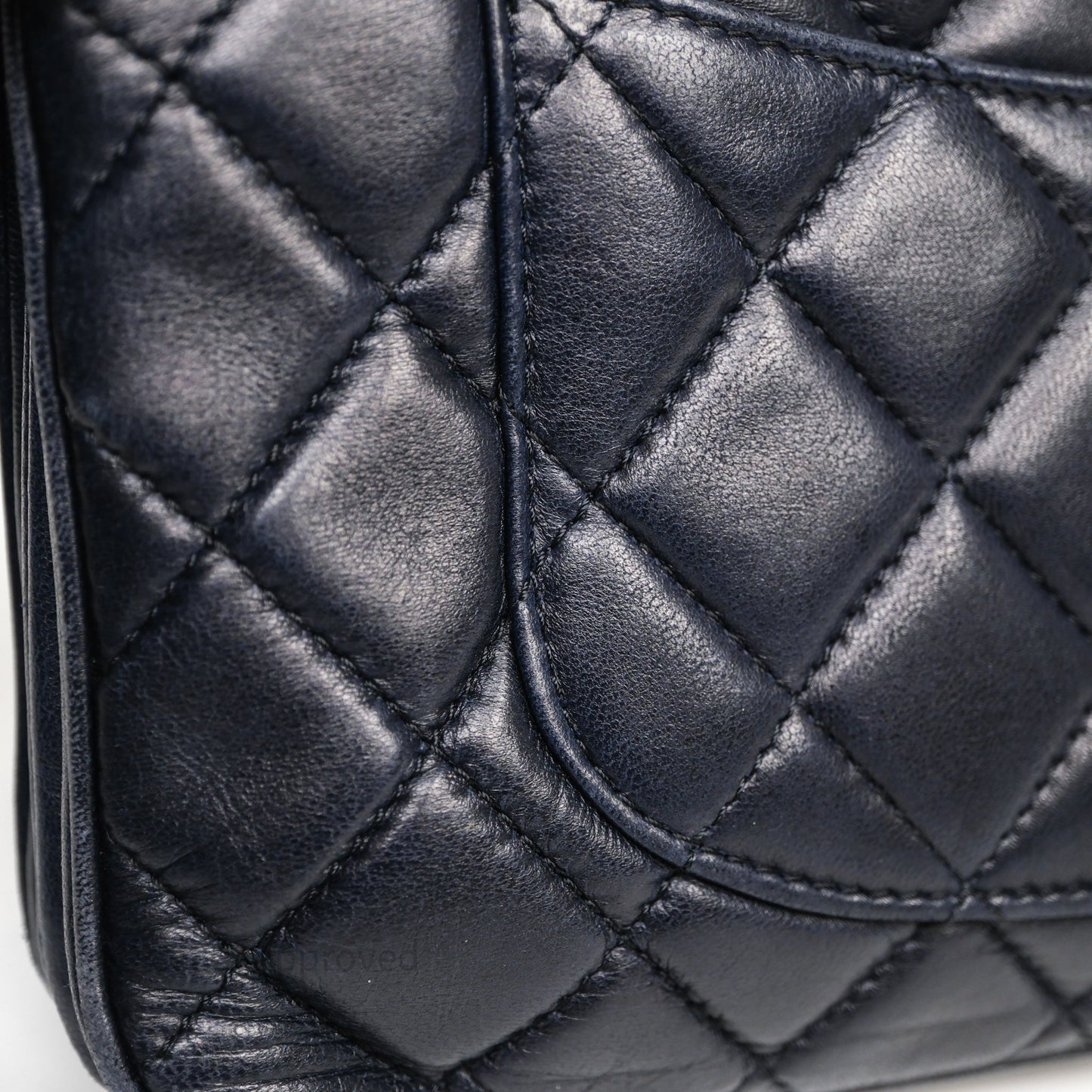 Chanel Quilted Accordion Flap Bag Navy Lambskin Sliver Hardware