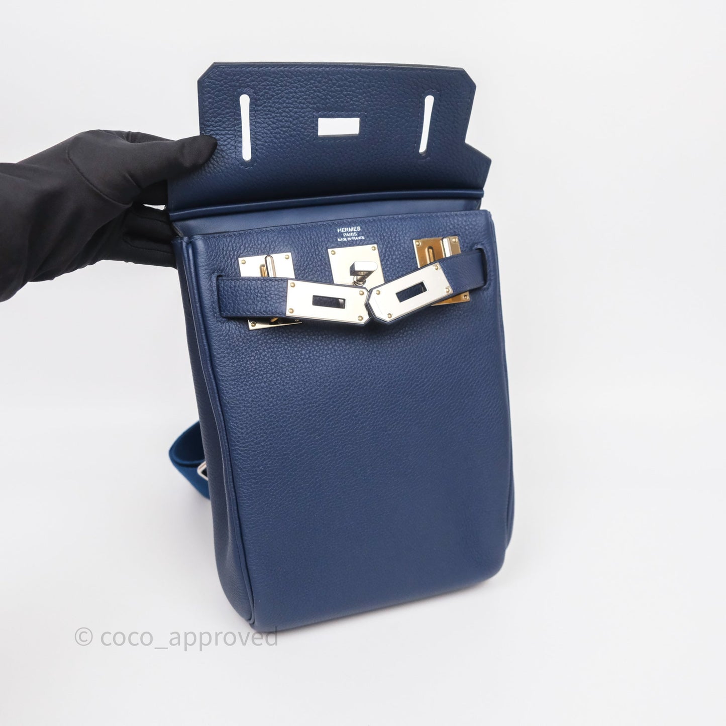 Hermès Hac a Dos PM Backpack Bleu Nuit 2Z Togo Palladium Hardware