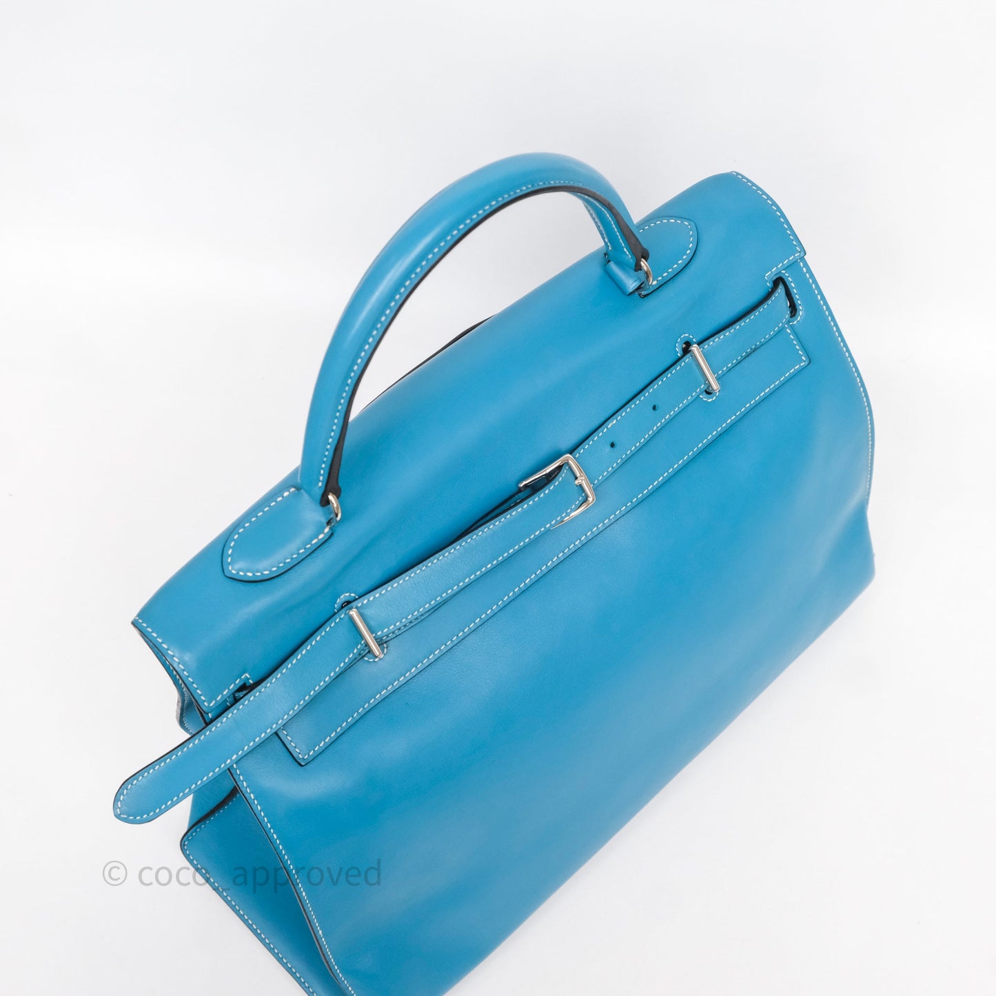 Hermès Kelly Flat 35 Bleu Jean 75 Swift Palladium Hardware