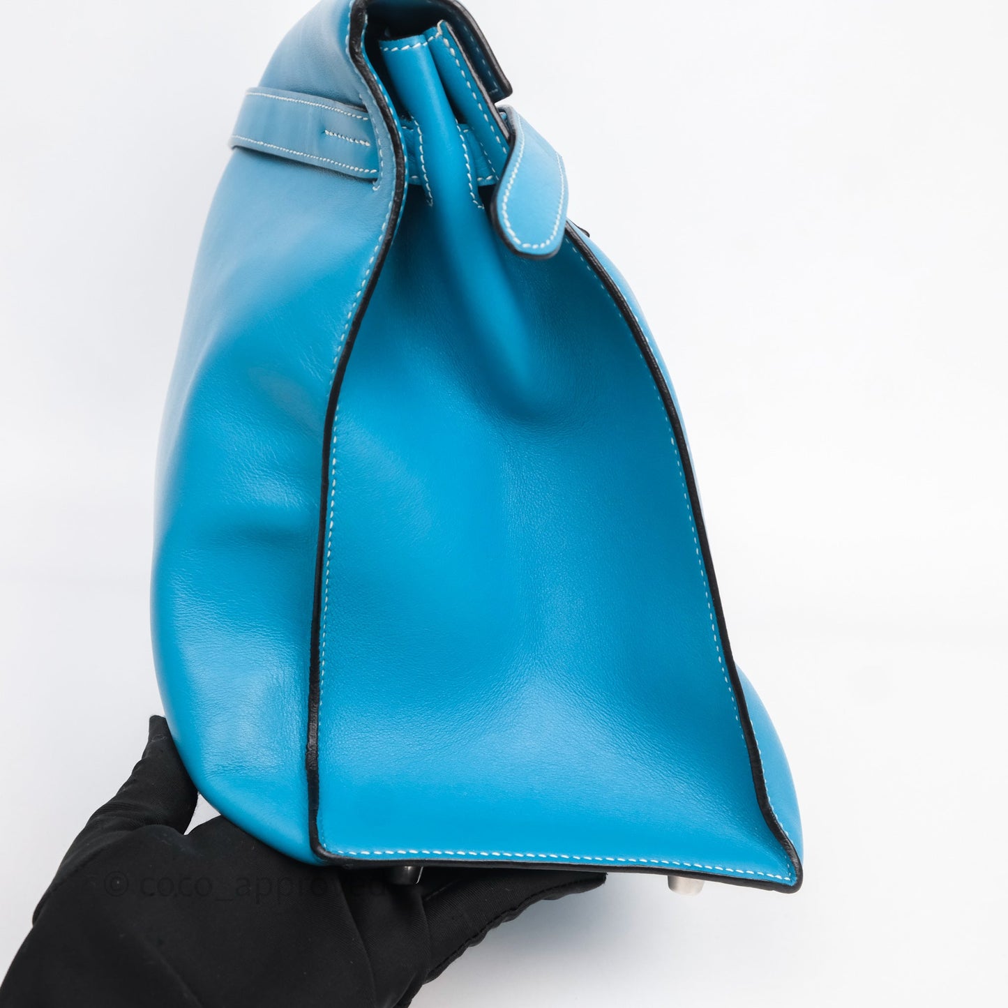 Hermès Kelly Flat 35 Bleu Jean 75 Swift Palladium Hardware