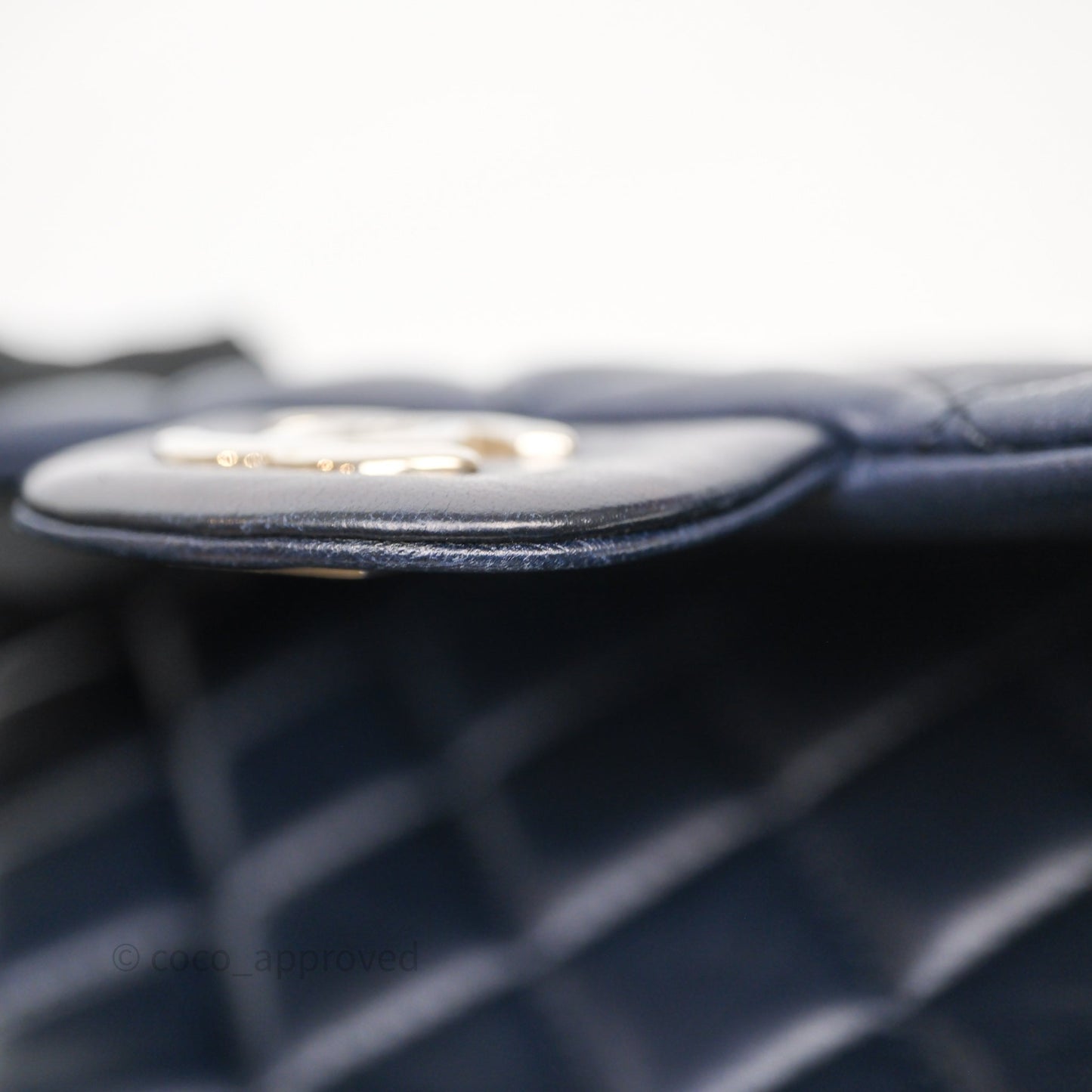 Chanel Quilted Accordion Flap Bag Navy Lambskin Sliver Hardware