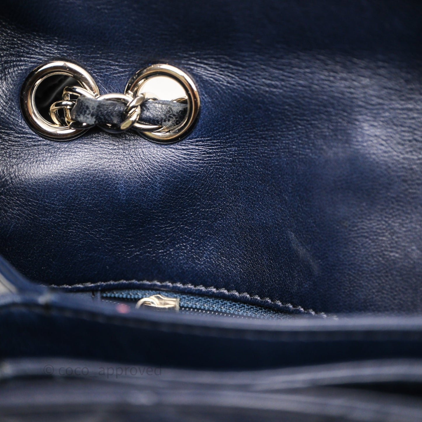 Chanel Quilted Accordion Flap Bag Navy Lambskin Sliver Hardware