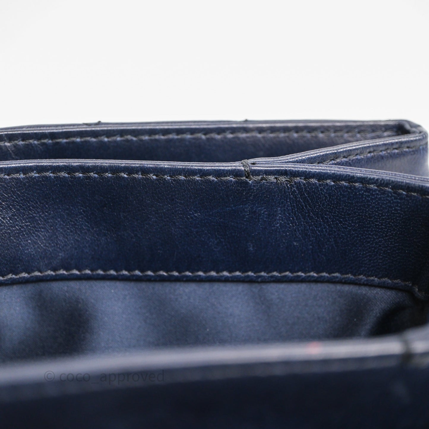 Chanel Quilted Accordion Flap Bag Navy Lambskin Sliver Hardware