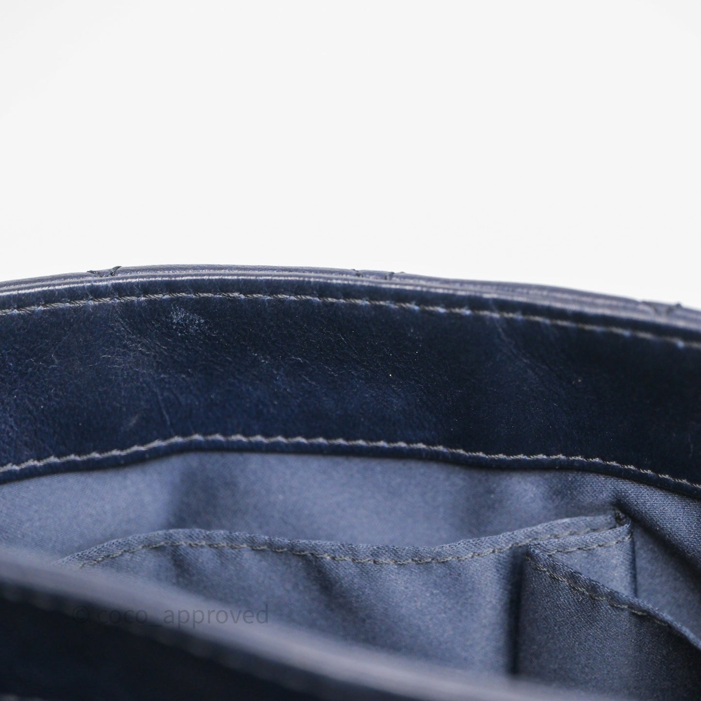 Chanel Quilted Accordion Flap Bag Navy Lambskin Sliver Hardware