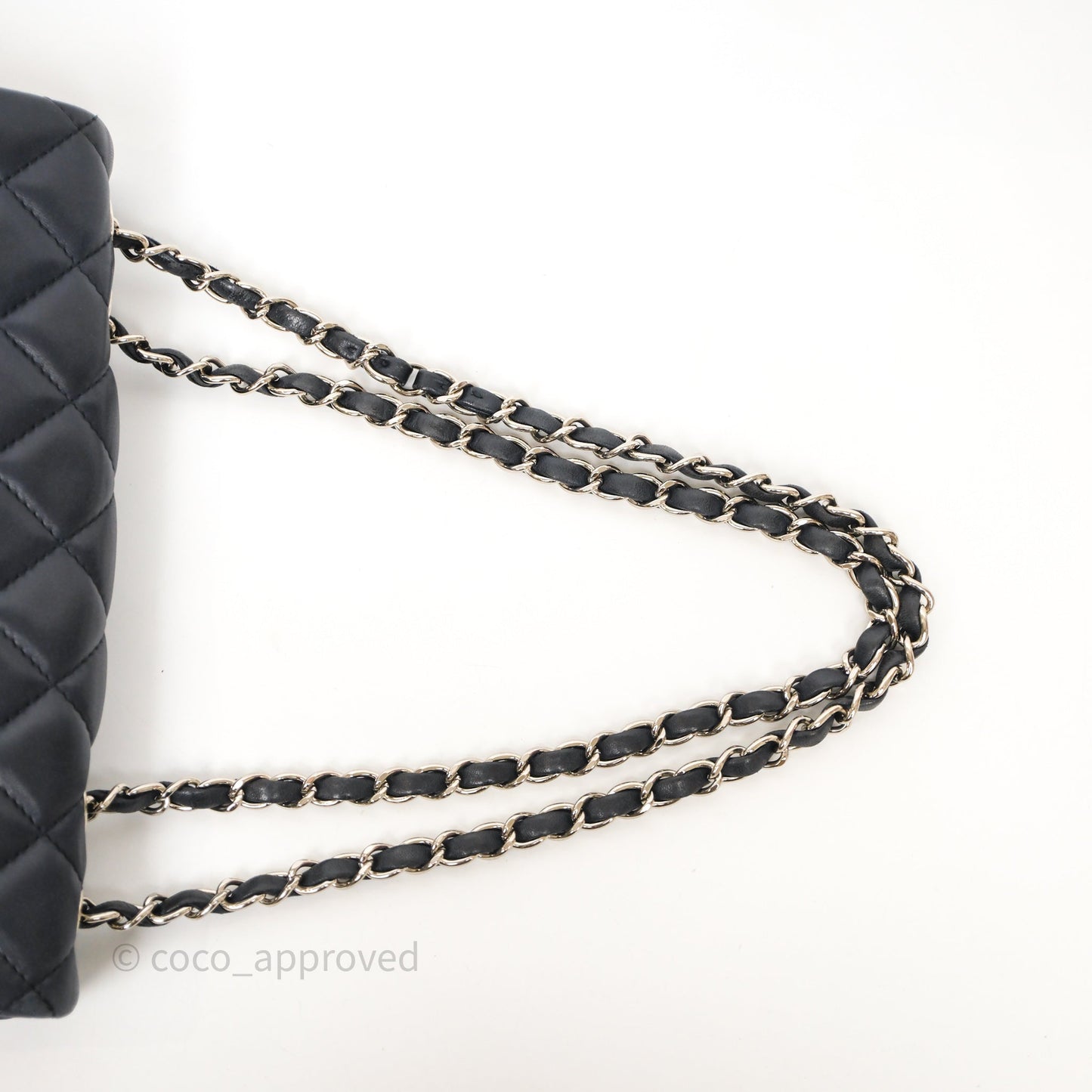 Chanel Quilted Accordion Flap Bag Navy Lambskin Sliver Hardware