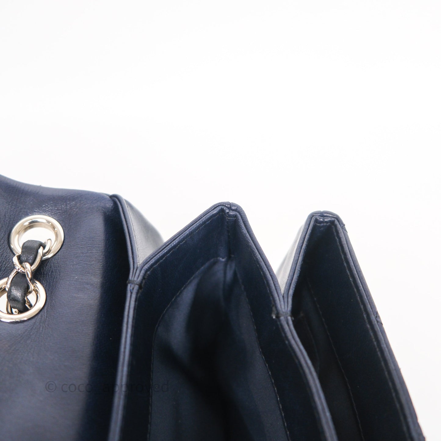 Chanel Quilted Accordion Flap Bag Navy Lambskin Sliver Hardware