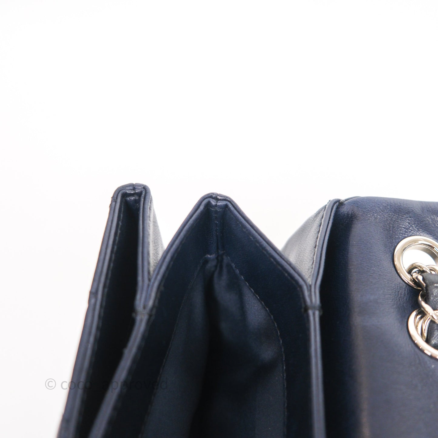 Chanel Quilted Accordion Flap Bag Navy Lambskin Sliver Hardware