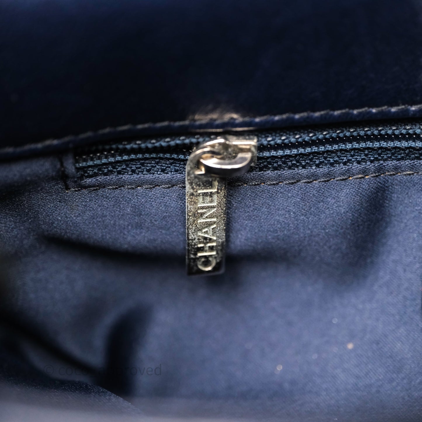 Chanel Quilted Accordion Flap Bag Navy Lambskin Sliver Hardware
